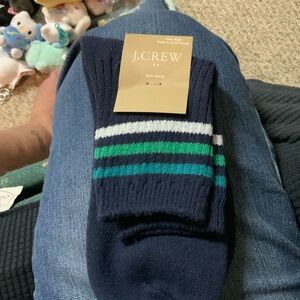 J. Crew Men's Striped Navy and Green Socks